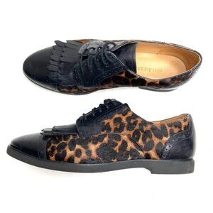 Vintage Enzo Angiolini FireBalle Lace-Up Leopard Calf Hair Oxford Shoes